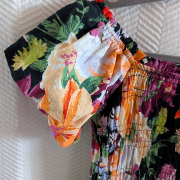 H&M Floral Smocked Off the Shoulder Dress Size small Tropical Vacation Resort - Picture 12 of 14